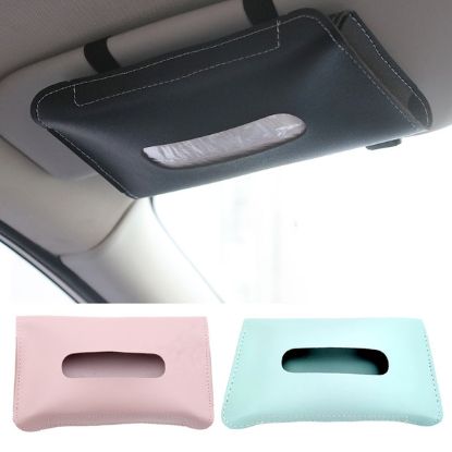 PU Leather Car Tissue Holder for Sun Visor or Back Seat এর ছবি