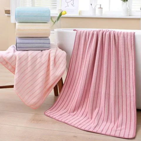 Elegant Striped Absorbent Bathing Towel