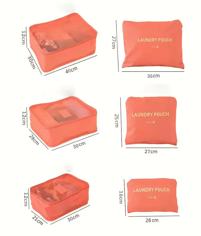6pcs Set Travel Bag Luggage Organizer
