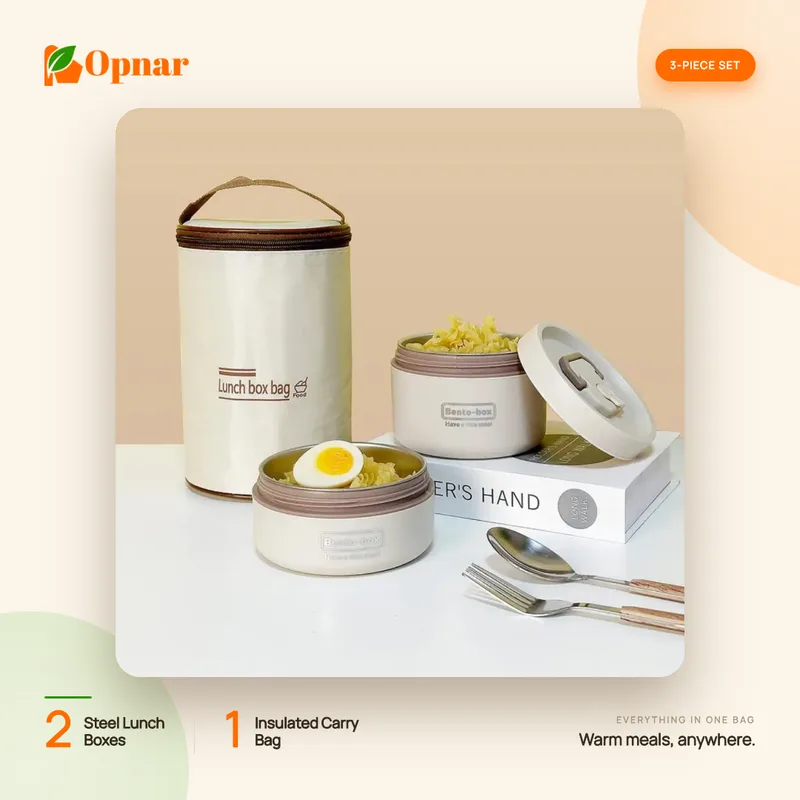 Leak-Proof Steel Lunch Box with Insulated Carry Bag