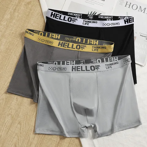 HELLO Men’s Breathable Boxer Briefs Underwear – 3 PCS Set