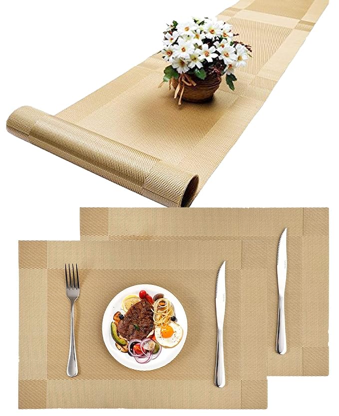7 Pcs PVC Placemat with Table Runner Set