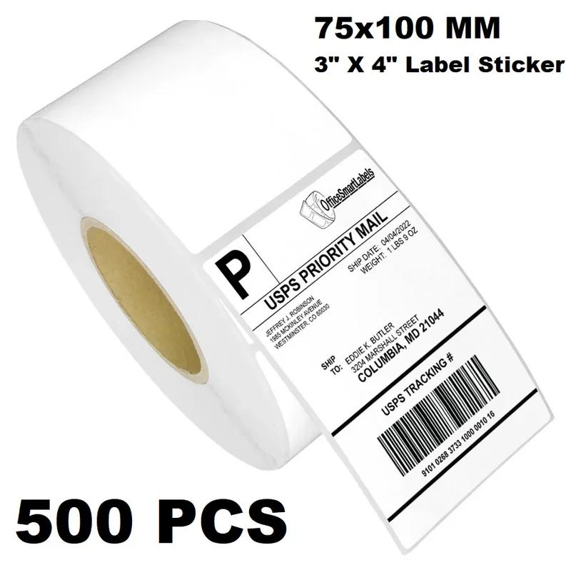 Paper Roll (75mm x 100mm) for Barcode Label Printer 500 DT Sticker